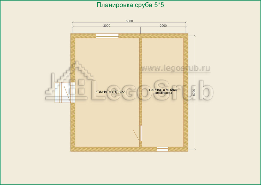 Баня 5х5 планировка с туалетом